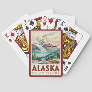 Alaska Nordlichter Weißkopfseeadler Illustration Spielkarten