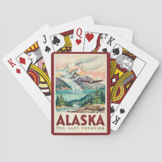 Alaska Nordlichter Weißkopfseeadler Illustration Spielkarten