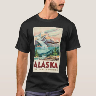 Alaska Nordlichter Weißkopfseeadler Illustration T-Shirt