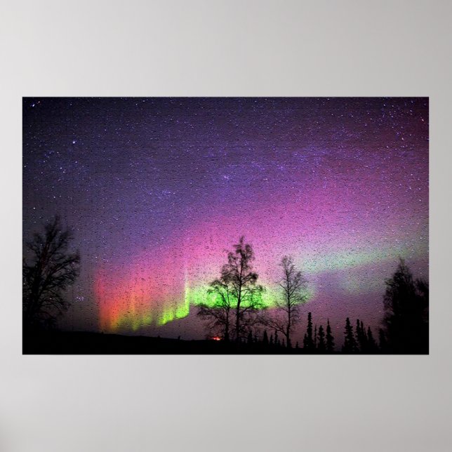 Alaska Northern Lights Sky Night Crackle Art Poster (Vorne)