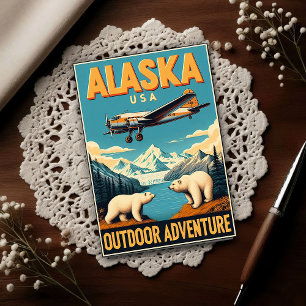 Alaska Outdoor-Abenteuer Vintage-Reise Postkarte