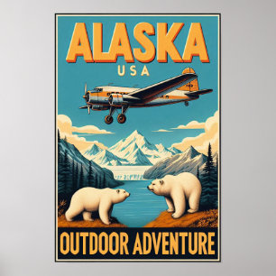 Alaska Outdoor Adventure Vintage Travel Poster