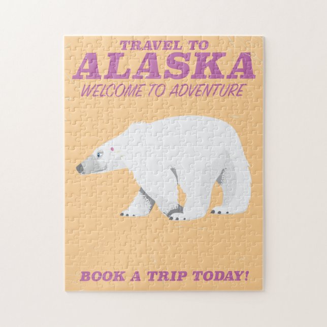 Alaska Polar Bear Vintage Reiseplakat Puzzle (Vertikal)