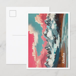 Alaska Pop Art Reiseillustration Postkarte