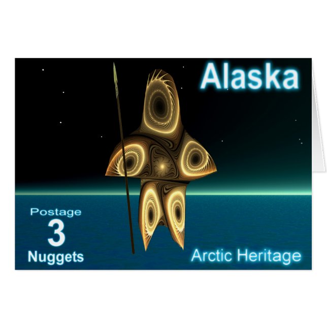 Alaska Postage - Fraktal Inuit Hunter (Vorderseite (Horizontal))