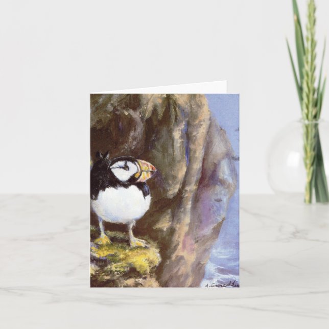 Alaska Puffin-Ölgemälde, geflochtene Anmerkung Karte (Vorderseite)