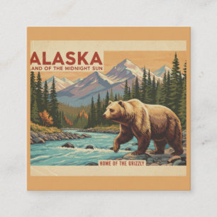 Alaska Reise Grizzly Bären Landschaft Quadratische Visitenkarte