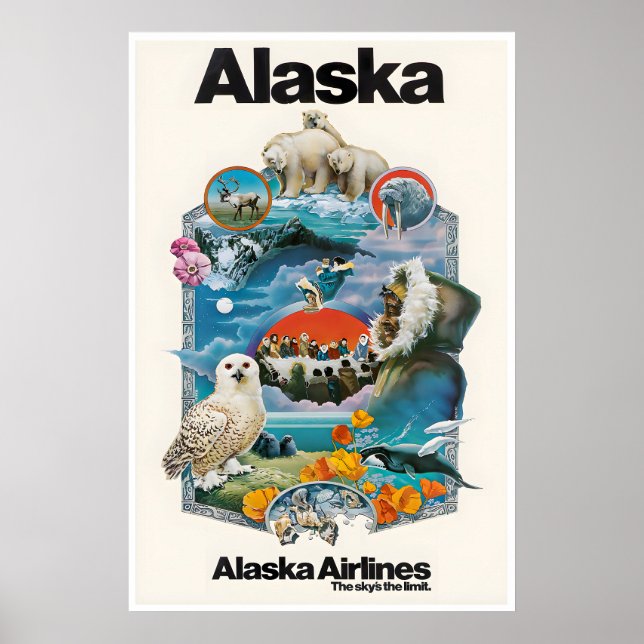 Alaska-Reiseposter Alaskischer Kunstdruck Poster (Vorne)