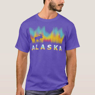 Alaska-Rentier mit Polarlichtern und Elch-T-Shirt T-Shirt