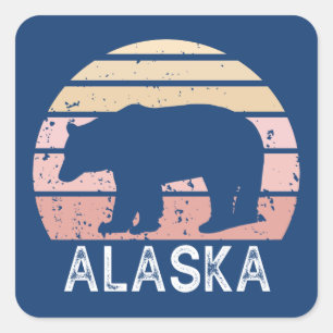 Alaska Retro Bear Quadratischer Aufkleber