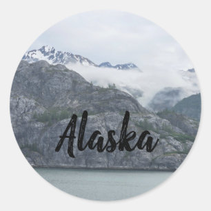 Alaska Rocky Stone Mountain Ocean View Runder Aufkleber