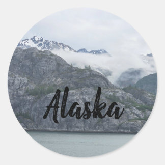 Alaska Rocky Stone Mountain Ocean View Runder Aufkleber