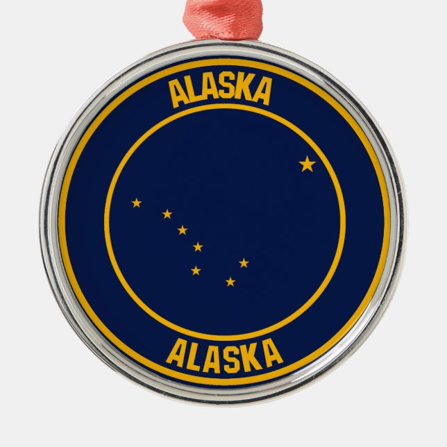 Alaska Round Emblem Ornament Aus Metall (Vorne)