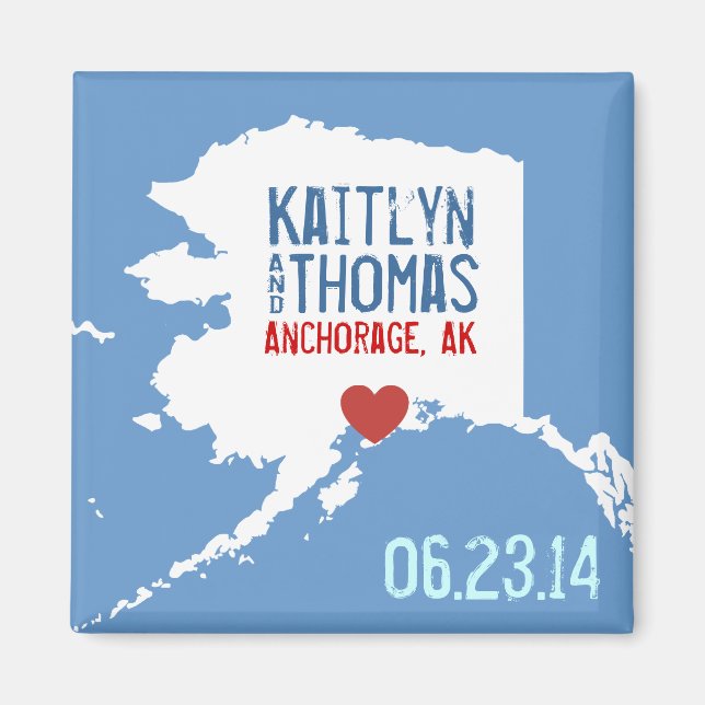 Alaska Save the Date - Individuell gestaltete Stad Magnet (Vorne)