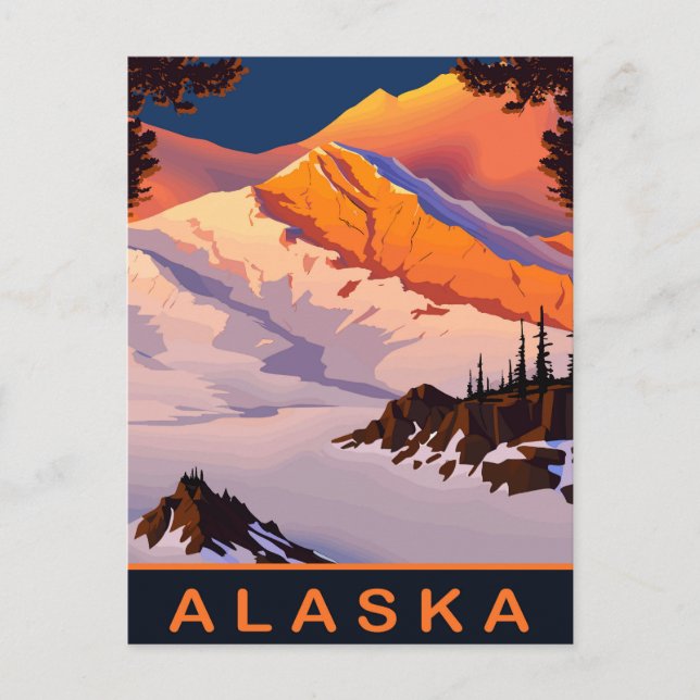 Alaska, Schneeberge, Reisen Postkarte (Vorderseite)