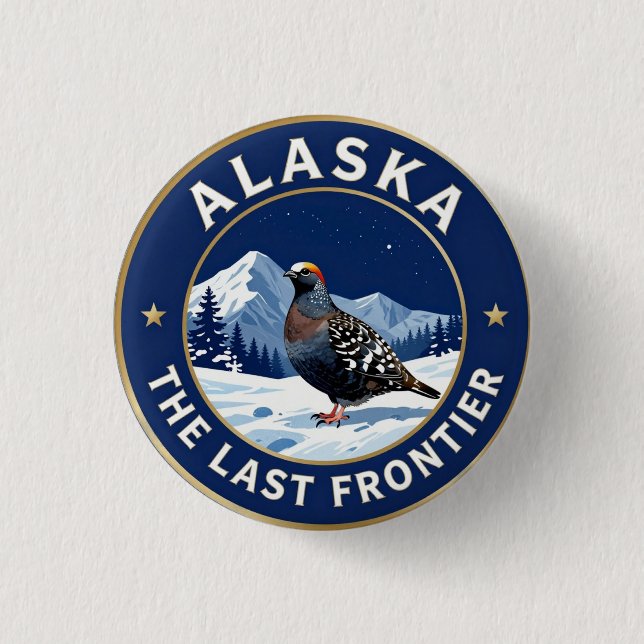❄️ Alaska-Schneehuhn Frontier Button (Vorderseite)