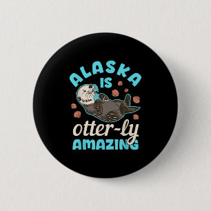 Alaska Sea Otter Vacation Souvenir Button