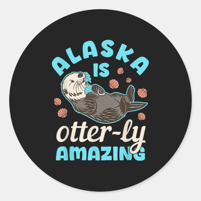 Alaska Sea Otter Vacation Souvenir Runder Aufkleber (Vorderseite)
