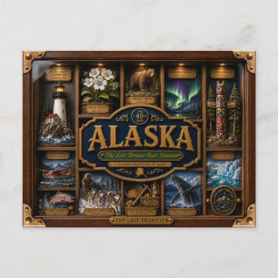Alaska Shadow Box 3D Figurine Staat Postkarte