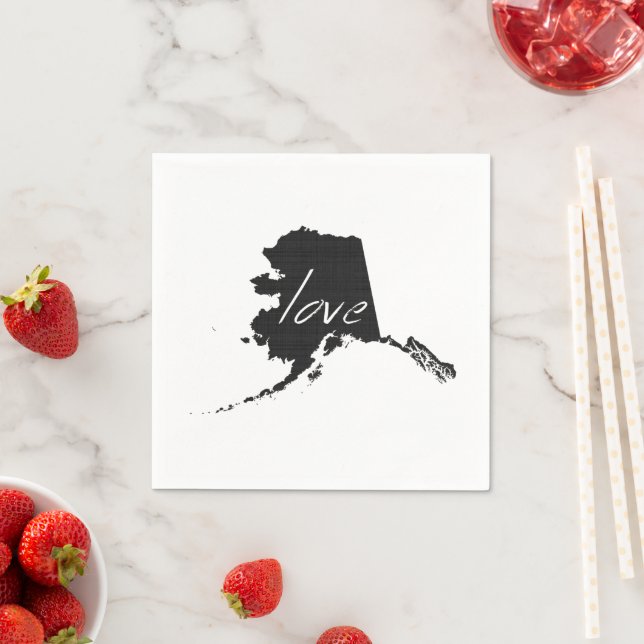 Alaska Shaped Black Chalkboard Alaskan Liebe Serviette (Beispiel)