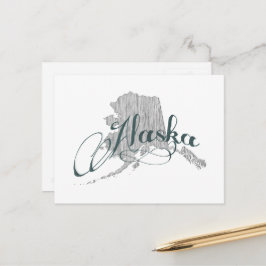 Alaska Shaped Vintag Graue Typografie Name Postkarte