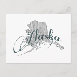 Alaska Shaped Vintag Graue Typografie Name Postkarte