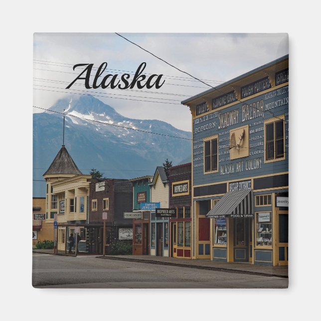 Alaska Skagway Town Gebäude Foto Magnet (Vorne)