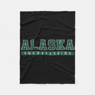Alaska Snowboarden Grüner Vintager Text Fleecedecke