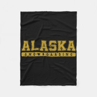 Alaska Snowboarding Gelber Vintager Text Fleecedecke