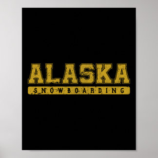 Alaska Snowboarding Gelber Vintager Text Poster