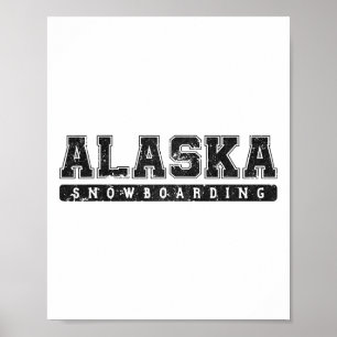 Alaska Snowboarding Schwarzer Vintager Text Poster