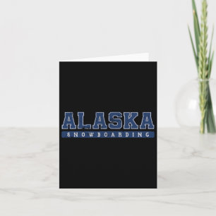 Alaska Snowboarding Vintager Blauer Text Karte