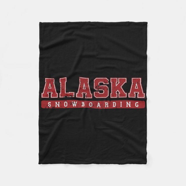 Alaska Snowboarding Vintager Roter Text Fleecedecke (Vorderseite)