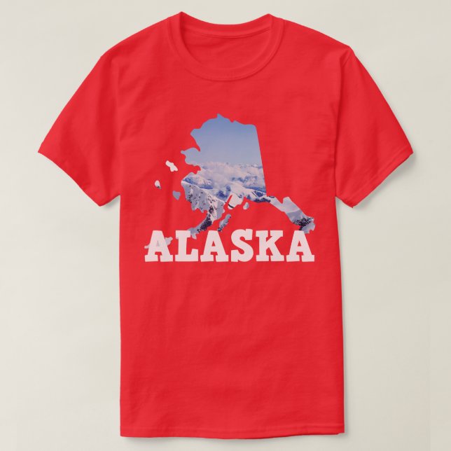 Alaska Snowy Scene in der Karte Kontur T-Shirt (Design vorne)