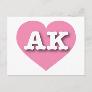 Alaska Solid Pink Heart - I Liebe AK Postkarte