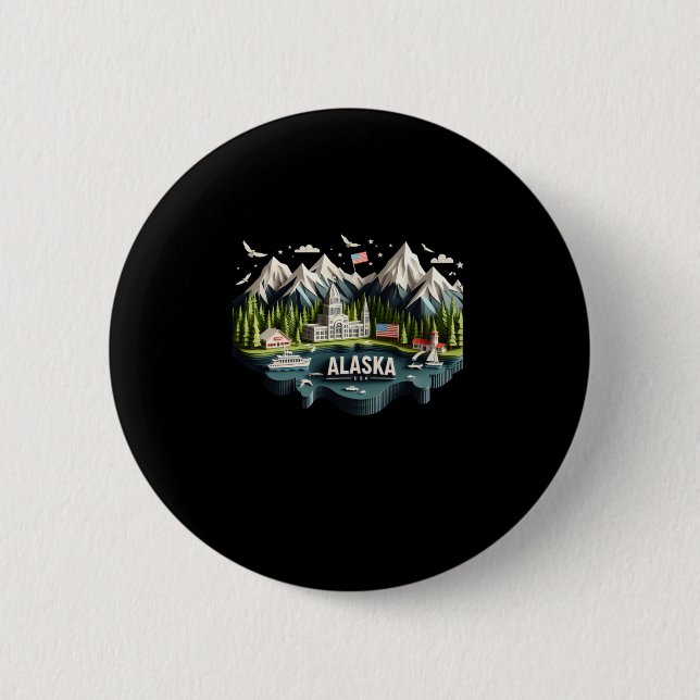 Alaska-Staat auf dem US-Aufkleber Button (Vorderseite)