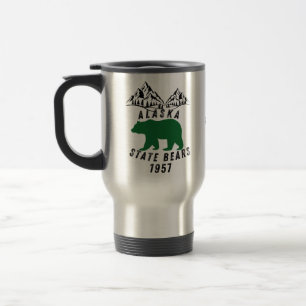 Alaska Staat Bears 1957 Retro Black Design Reisebecher
