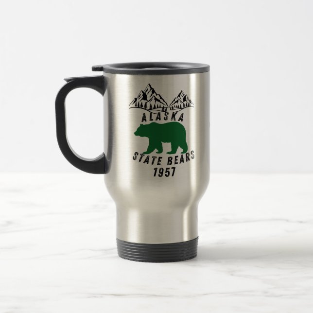 Alaska Staat Bears 1957 Retro Black Design Reisebecher (Links)