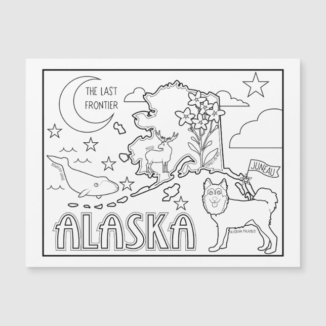 Alaska-Staat-Collage Magnetkarte (Vorderseite)