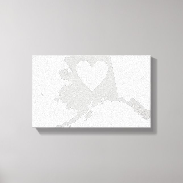 Alaska-Staat-Form mit Herz Leinwanddruck (Vorderseite)