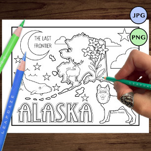Alaska-Staat-Form und Faktenfärbung Flyer
