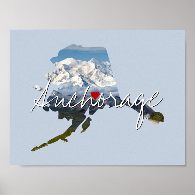 Alaska Staat Foto Einfügung und Ortsname Poster (Vorne)