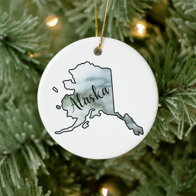 Alaska Staat Illustration Keramik Ornament (Baum)
