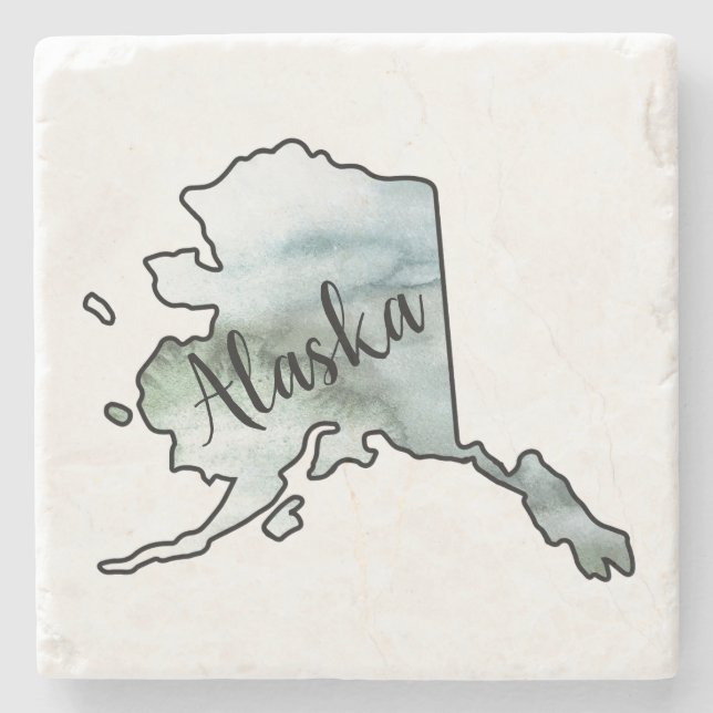 Alaska Staat Illustration Steinuntersetzer (Vorderseite)