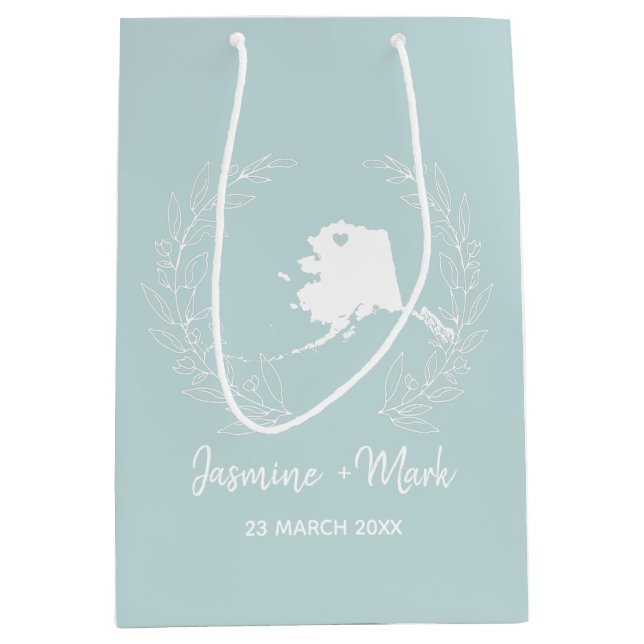 Alaska Staat Karte Hochzeit in Urlaubsort bevorzug Mittlere Geschenktüte (Vorderseite)