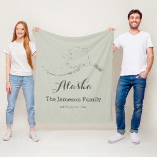 Alaska Staat Karte Kontur Familie personalisiert Fleecedecke