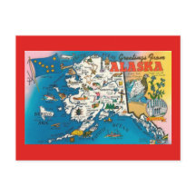 Alaska Staat Karte Postkarte