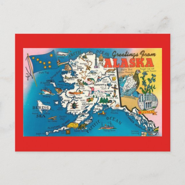 Alaska Staat Karte Postkarte (Vorderseite)