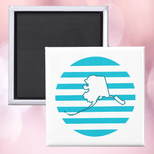 Alaska Staat Kontur Retro Blue Circle Magnet