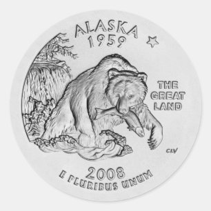 Alaska Staat Quarter Stickers